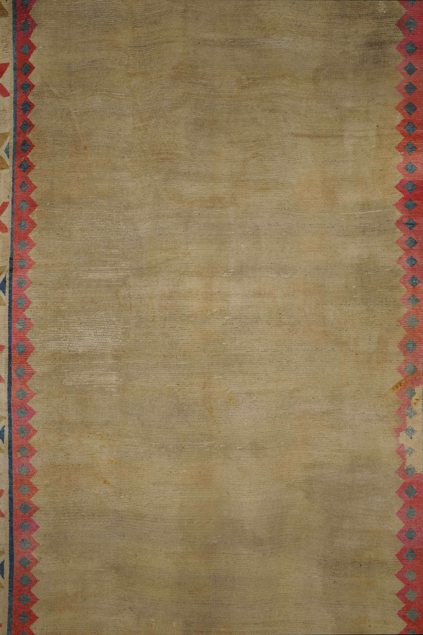 Hand-Knotted Rare Room Size Open Field Antique Tibetan Rug For Sale